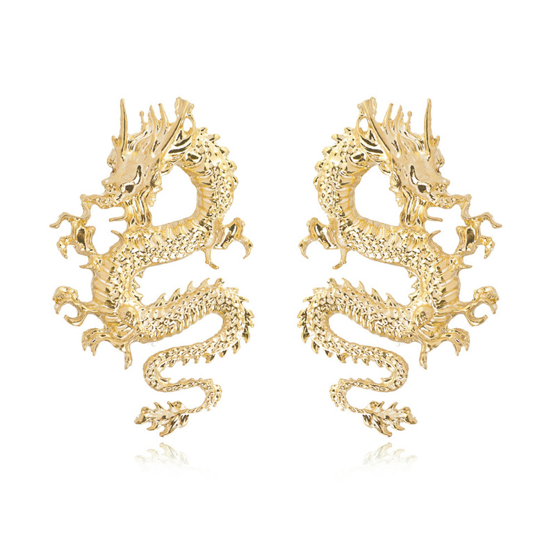 women stage performance dance bling jewelry accessories exaggerate personality trend cool dragon earrings