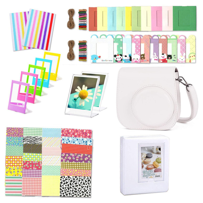 Polaroid Instax Mini 11 accessories suit camera bag shoulder strap album photo frame 8-in-1 smoky gray White