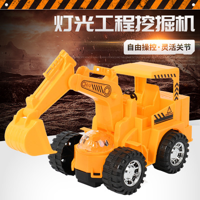 东易8863-28A/B电动万向光音乐卡通工程车挖掘机推土机灯儿童玩具