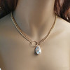 Metal accessory, necklace from pearl, European style, simple and elegant design