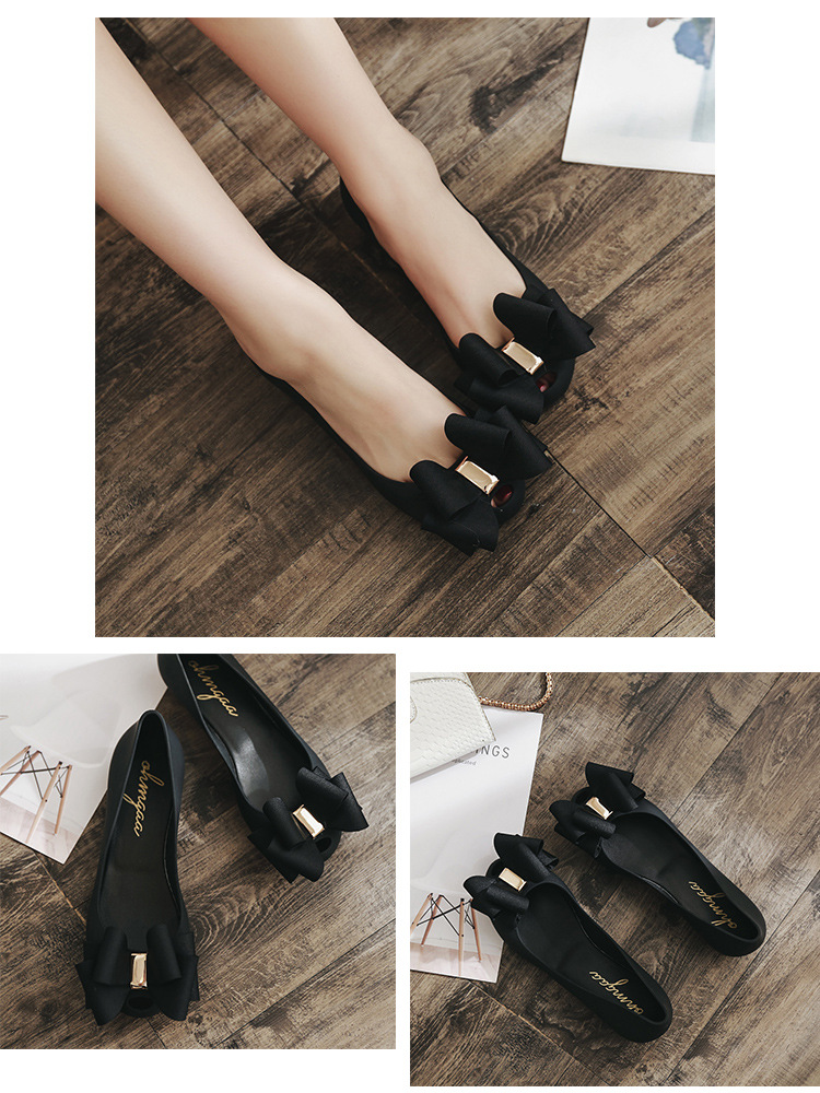 2022 Summer Rain Boots Korean Style Fashion New Bowknot Peep-Toe Jelly Waterproof Non-Slip Women's Single Shoes_vogvips.com