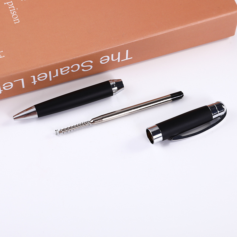 Suministro directo de fábrica negro esmerilado bolígrafo mate negro metal pluma de aceite negocio bolígrafo publicidad personalización