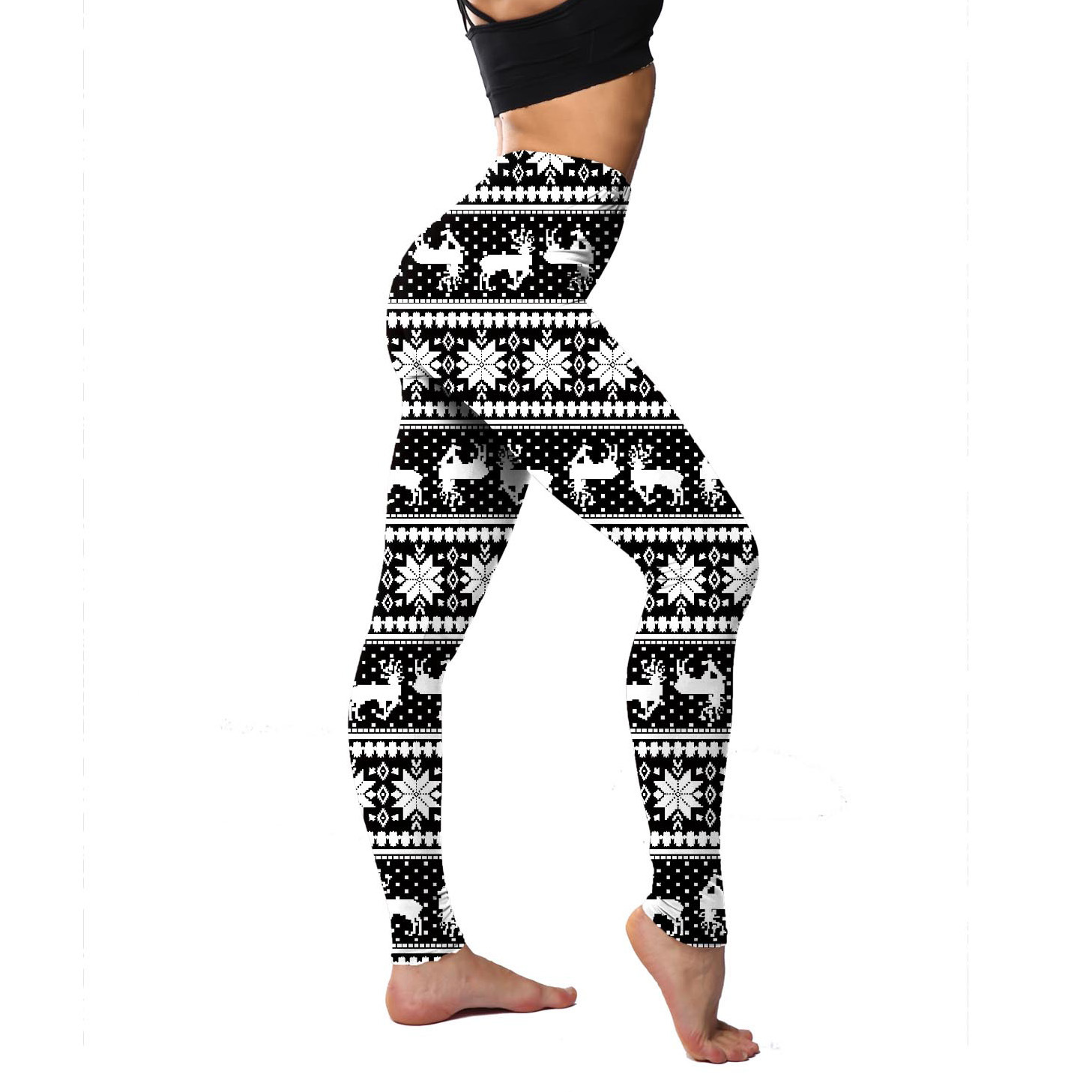 182g Weight Ankle-Length Pants Length Spandex, Polyester Fabric Type High Waist Waist Line Leggings Pants Type Stretchy Elasticity Daily Occasion Breathable Function Skinny Fit Type Christmas Festival Snowflake Pattern Winter, Autumn Season Women'S Gender Simple Style Style Women'S Daily Simple Style Snowflake Ankle-Length Leggings 19