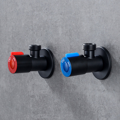 黑色角阀全铜三角阀加长加厚冷热水器马桶止水阀门开关家用八字阀