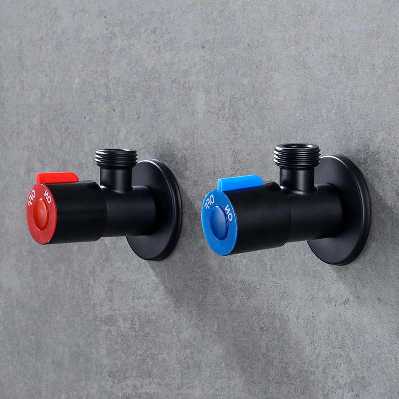 黑色角阀全铜三角阀加长加厚冷热水器马桶止水阀门开关家用八字阀
