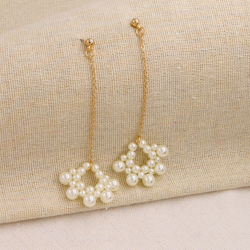 New Korean Popular Pearl Woven Pendant Earrings display picture 1