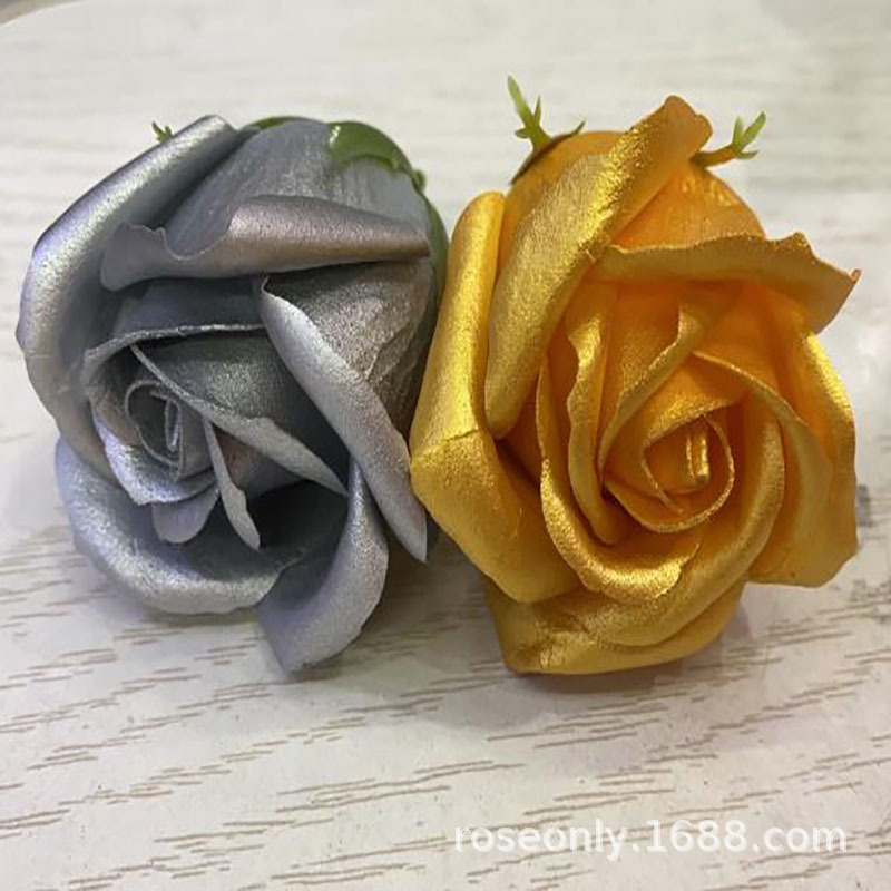 厂家直销高档金银玫瑰香皂花花大花头3层金属质感香皂花地摊礼品