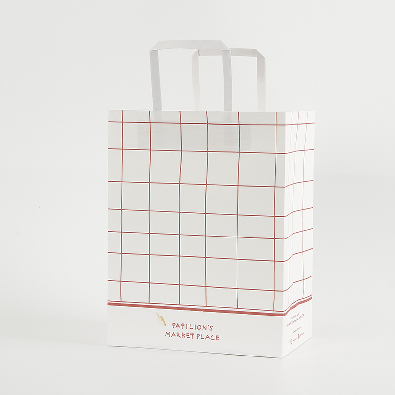 厂家直销时尚个性方格手提袋牛皮纸袋礼品袋食品烘焙包装袋批发