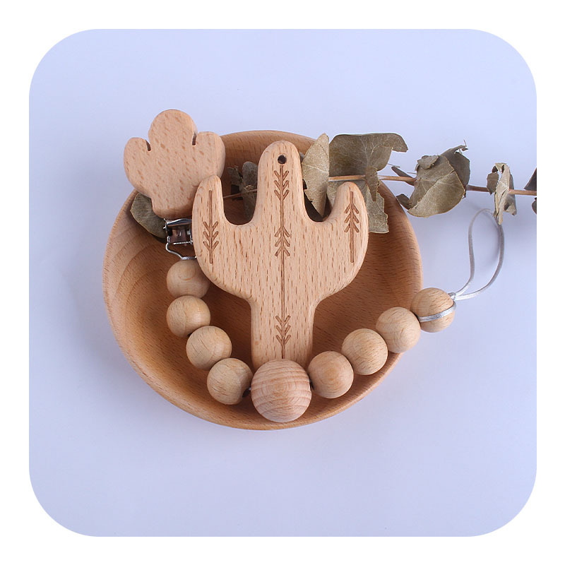 Nuevo bebé cactus haya juguete mordedor bebé molar mordedor chupete cadena collar DIY accesorios de la joyería