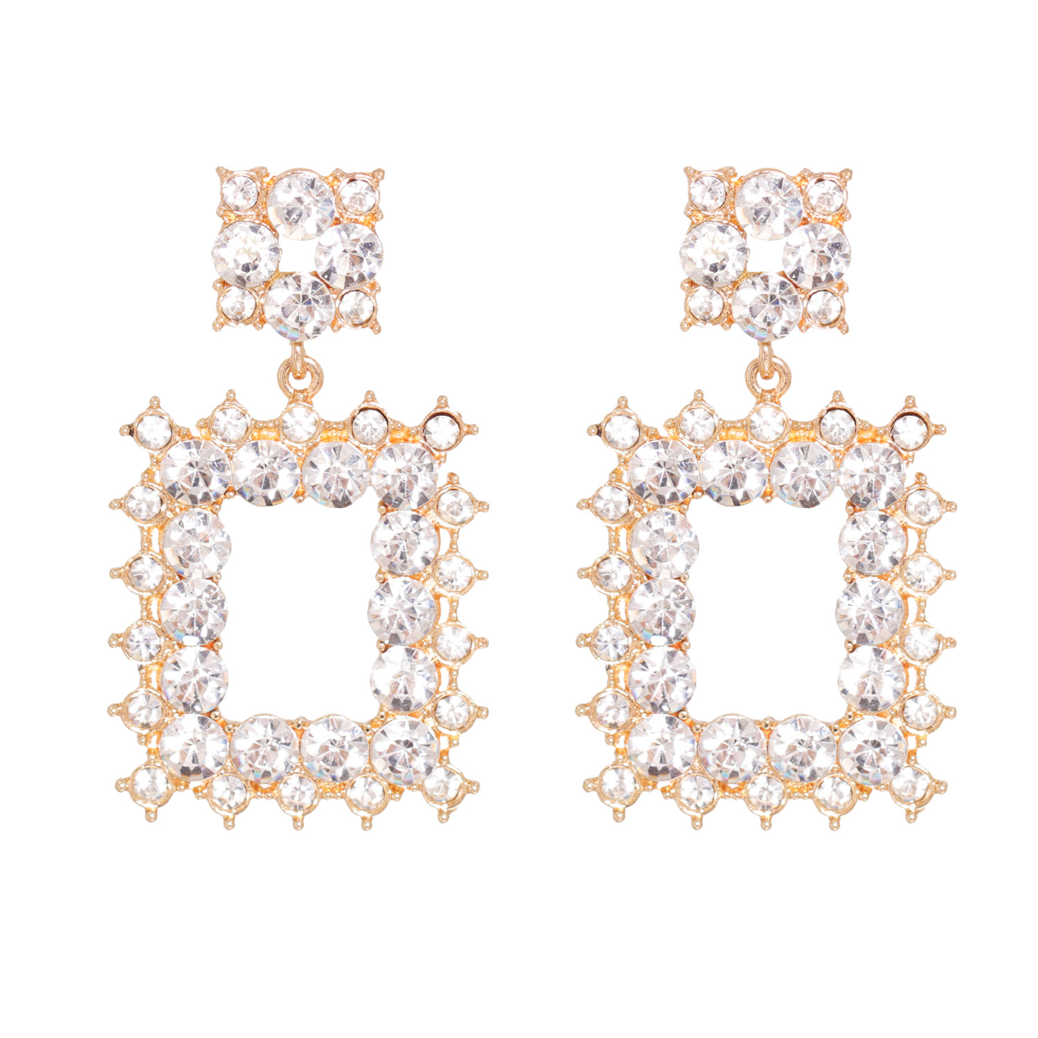 Women's Fashion Geometric Alloy Earrings With Colorful Rhinestone display picture 9