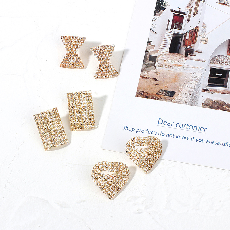7g Weight Earrings Classification Housewarming, Anniversary, Business, Wedding, Travel, Birthday, Festival Occasion Geometric Pattern Women'S Gender Fashion Style Hot-selling Love-shaped Rhinestone Fashion Simple Geometric Earrings For Women Wholesale Nihaojewelry 6