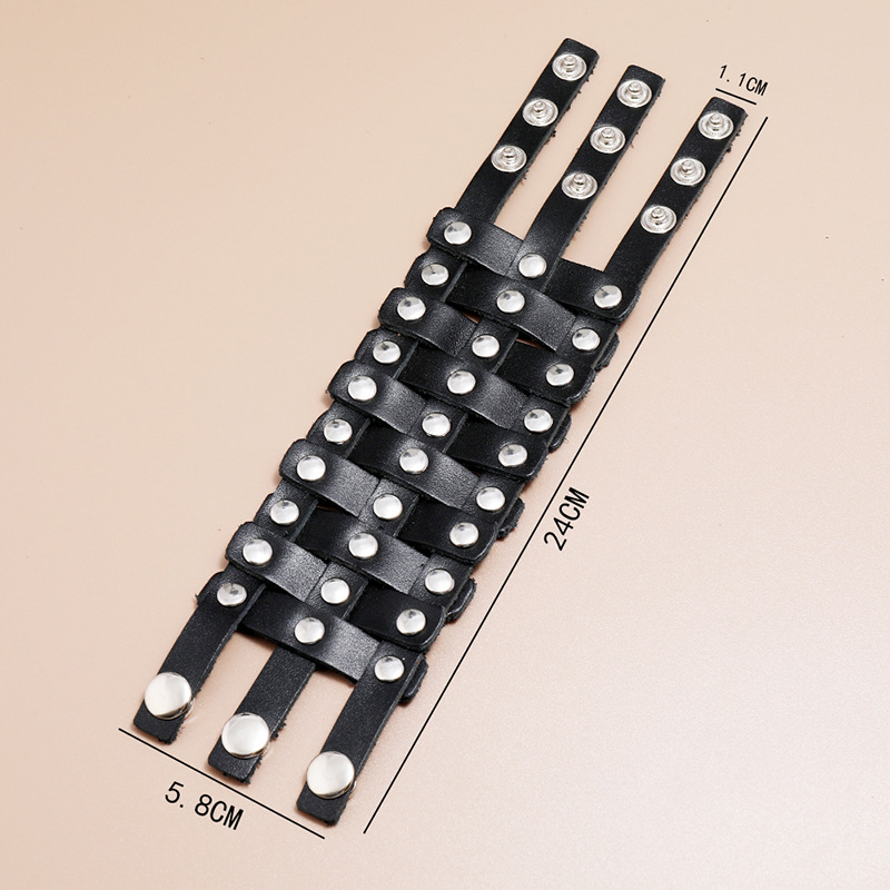 retro menu0027s cowhide  simple adjustable punk wide leather bracelet