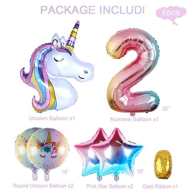 6-7pcs-lot-Rainbow-Unicorn-Bal