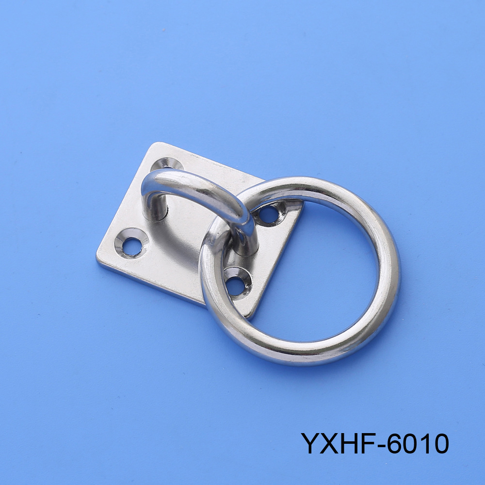 不锈钢索具带圆环方扣，方形门扣，船栓座门鼻子圆环