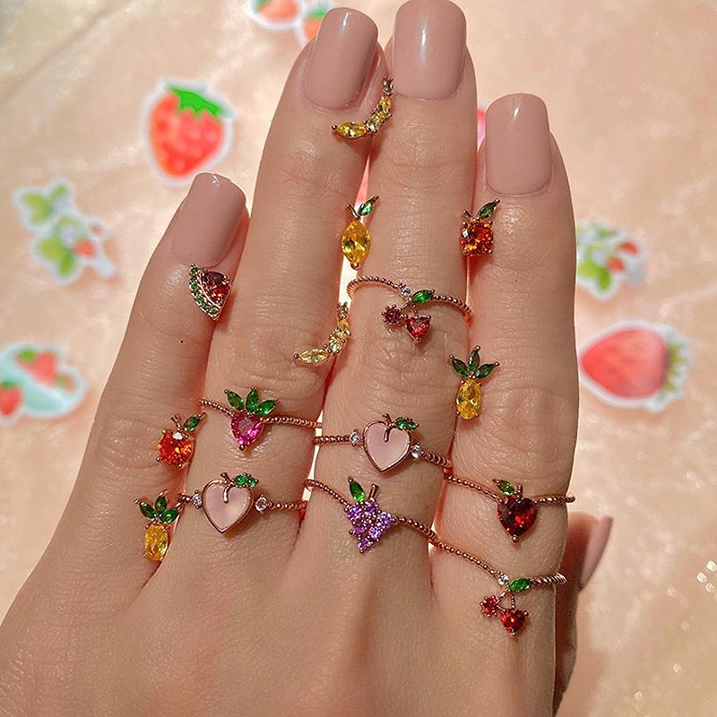 New cute fruit  fun grape apple  ring Wholesale nihaojewelry