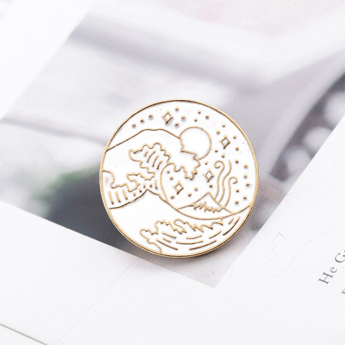 Japanese fashion Ukiyo style lotus spray series combination student denim trendy personality versatile brooch corsage