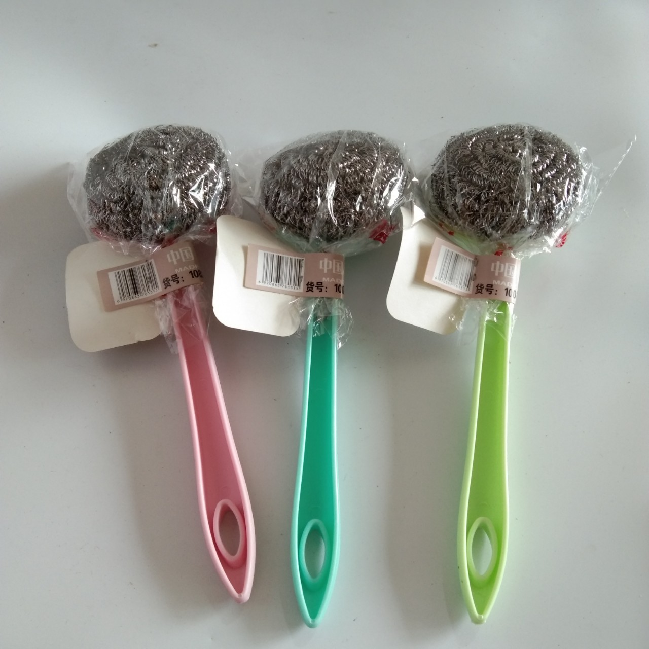 塑料粗把锅刷 钢丝球锅刷 清洁球刷子两元店饰品货源