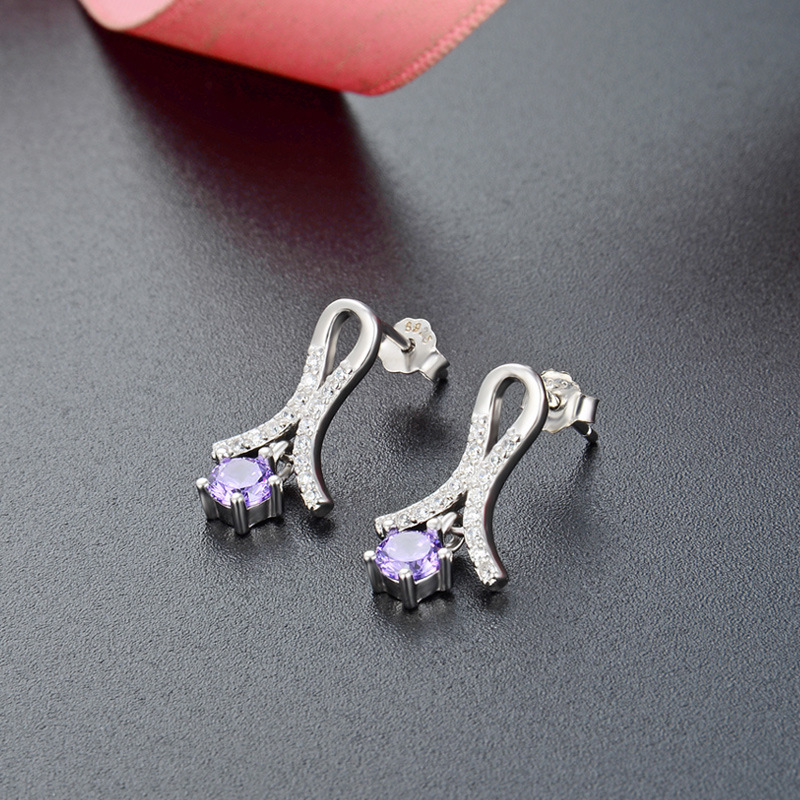 Diamante s925 pendientes de plata circón moda femenina inconformista joyería de plata Corea del Sur elegante fuente simple fábrica al por mayor