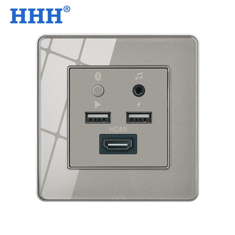Multimedia socket panel AV headset audio Lotus three -hole socket+3.5 audio with single -port USB socket surface