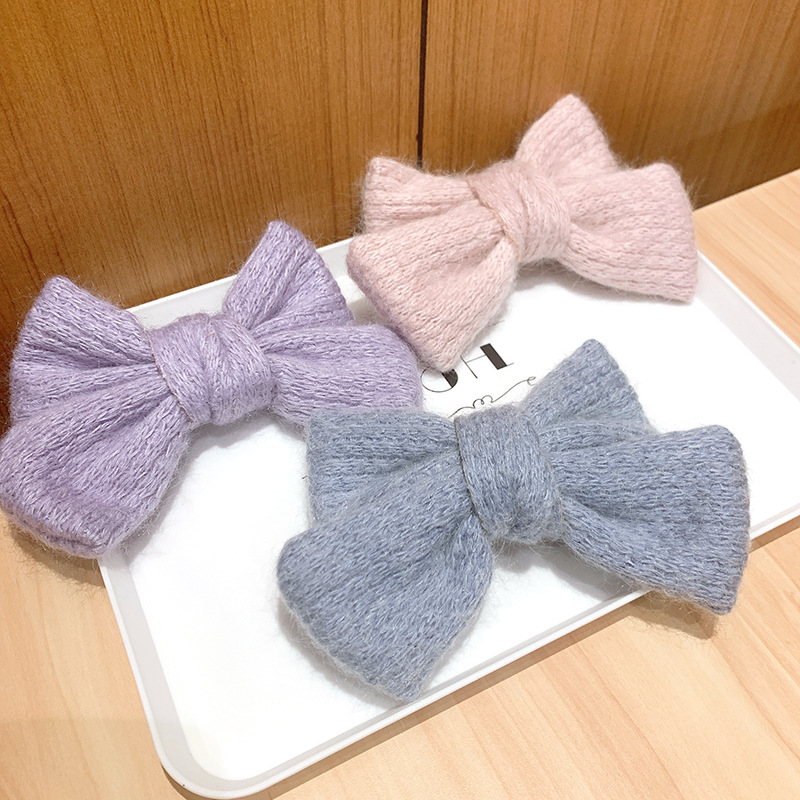 Woolen Knitted Big Bow Hairpin display picture 4