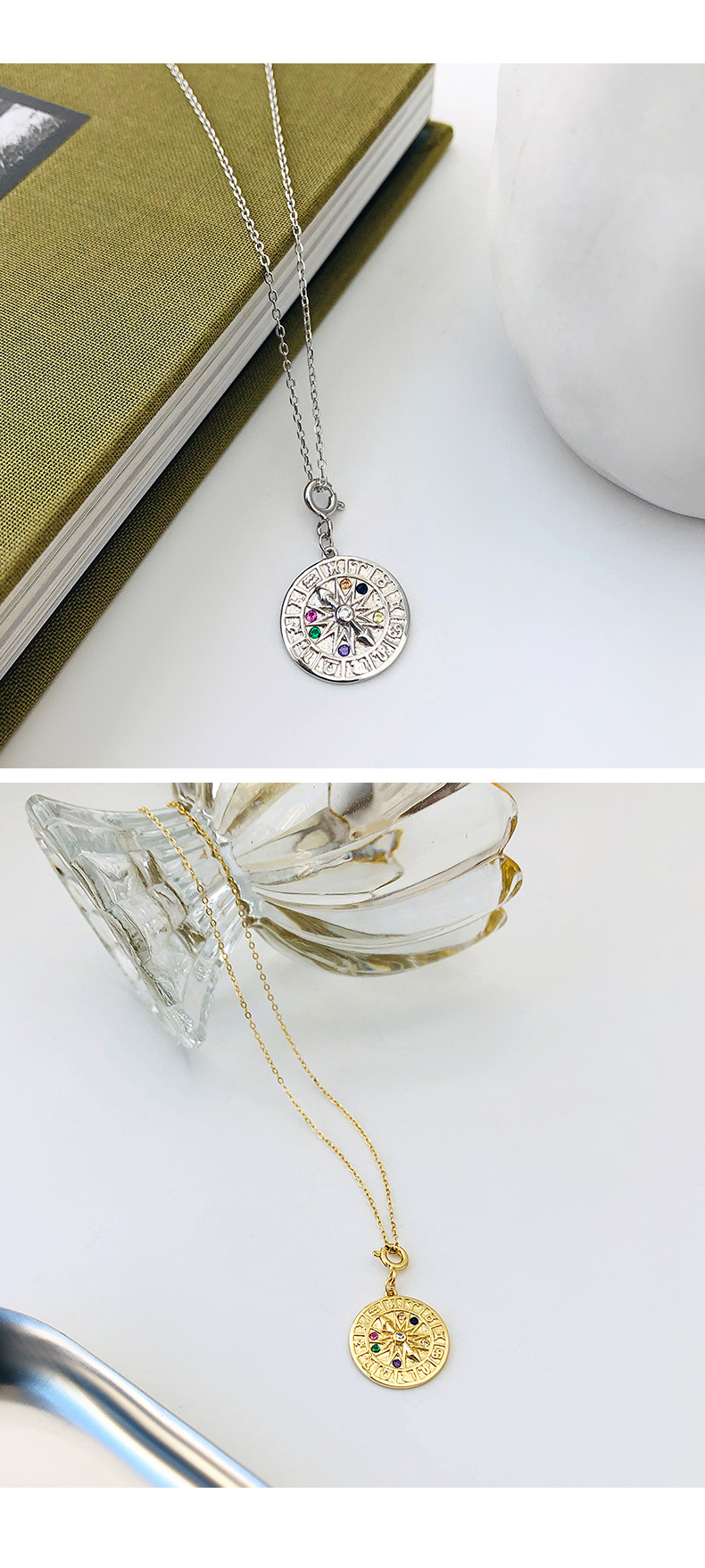 Retro Fashion Geometric Sterling Silver Plating Artificial Gemstones Necklace