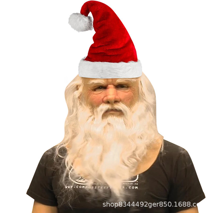 Santa Claus máscara Santa Claus peluca barba viejo hombre máscara Divertida máscara de Halloween