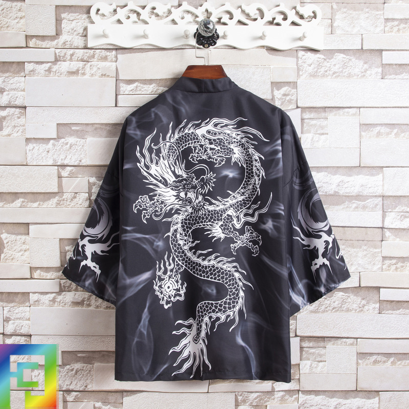 Chinese style Han element summer clothing thin fairy cardigan printed robe cloak Han clothing men's sun protection ancient costume fashion clothing