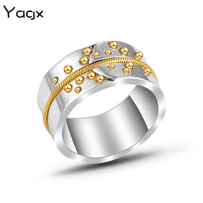 创意新款撞色钢珠宽面戒指女复古创意做旧拼接食指指环跨境热卖