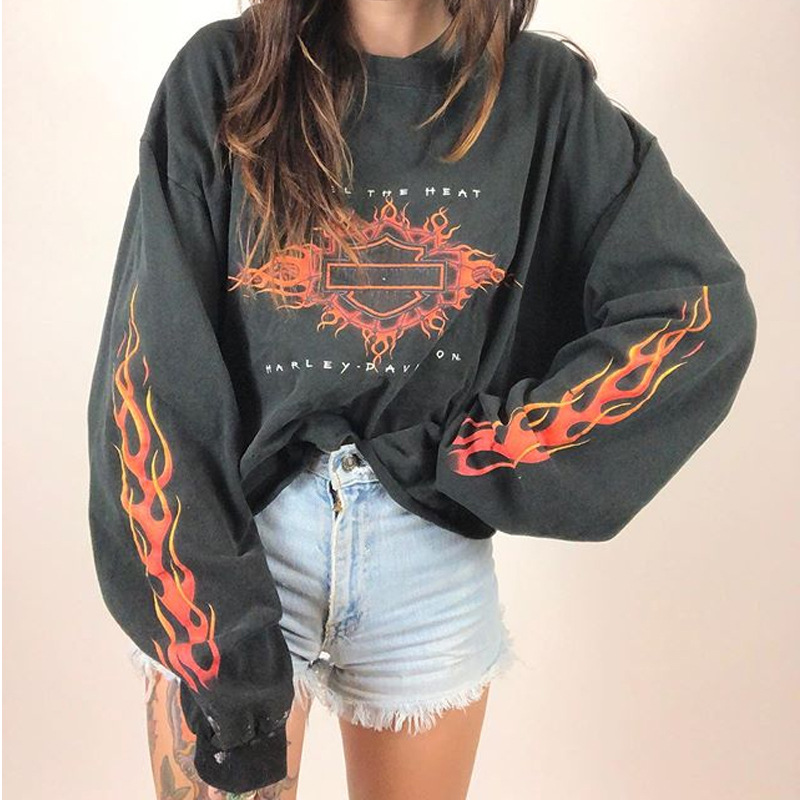 Popular Women Fashion Round Neck Print Long Sleeves Sweater T-shirt Women in Sweatshirts