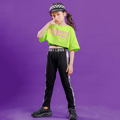 hiphop dance costumes for girls shows take children model show clothing Rapper singers hiphop  street dance outfits for girls costumes 