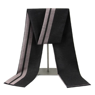 新款男士围巾 秋冬季休闲百搭条纹围巾男 仿羊绒保暖围巾厂家现货