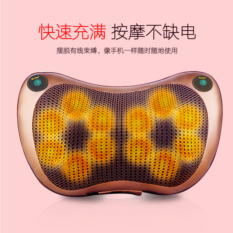 康颂加热按摩枕磁石多头按摩器家用车载便捷式oem贴牌定制跨境