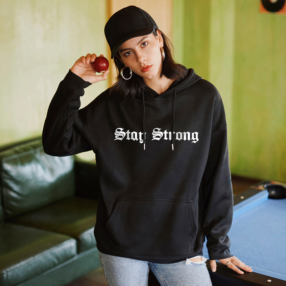 Hooded Loose Letter Print Hoodies For Women NSSN1745