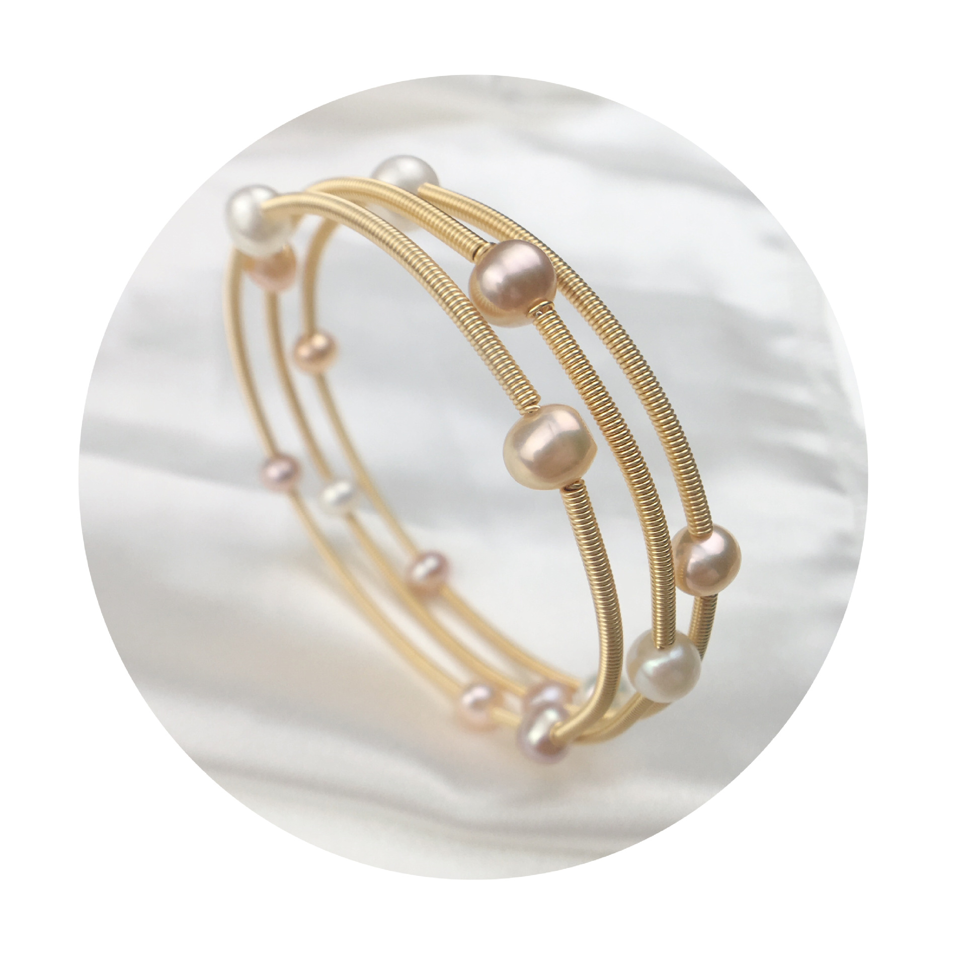 26g Weight 14K Gold Plated Plating Material Freshwater Pearl Copper Alloy Bangle
