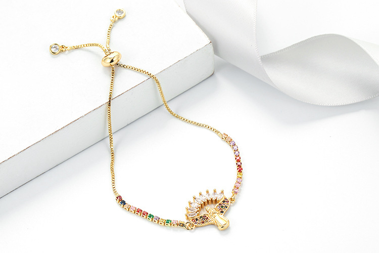 10g Weight Bracelets Classification Anniversary, Business, Travel Occasion Copper Material Geometric Pattern Women'S Gender Fashion Style Fashion Rainbow Zircon Geometric Pull-out Bracelet 13