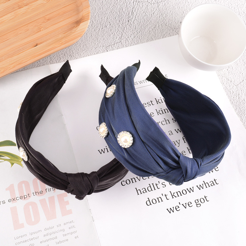 Korean Fashion Silk Pearl Headband display picture 3
