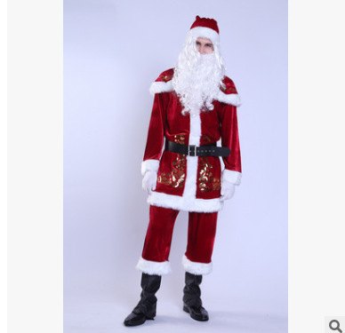 Ropa de Navidad de manga larga europea y americana nueva ropa de Santa Claus engrosada ropa de rendimiento de fiesta para adultos