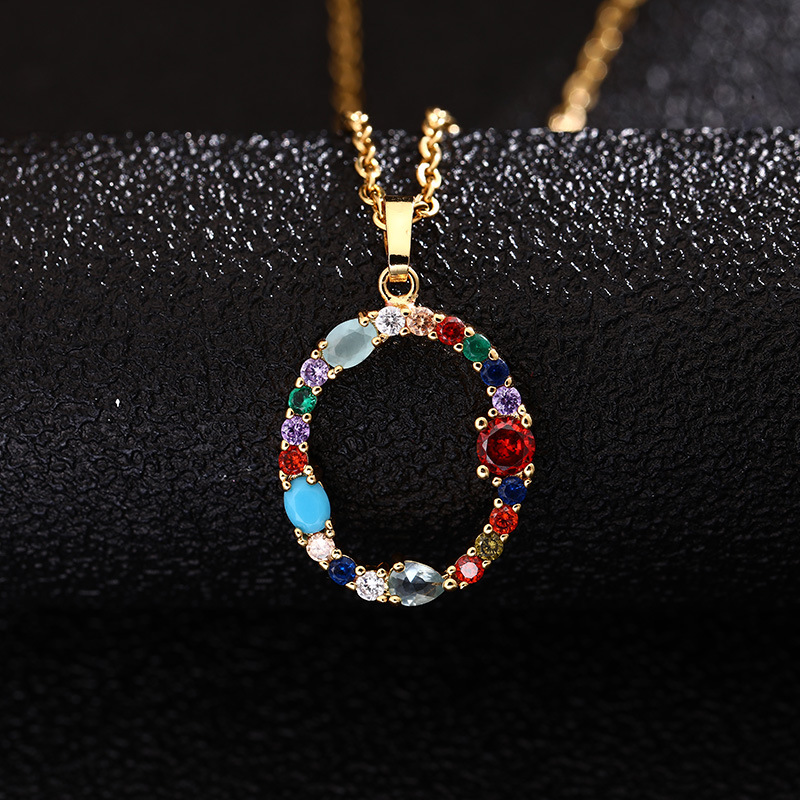Lady Letter Agate Plating Zircon Pendant Necklace 1 Piece