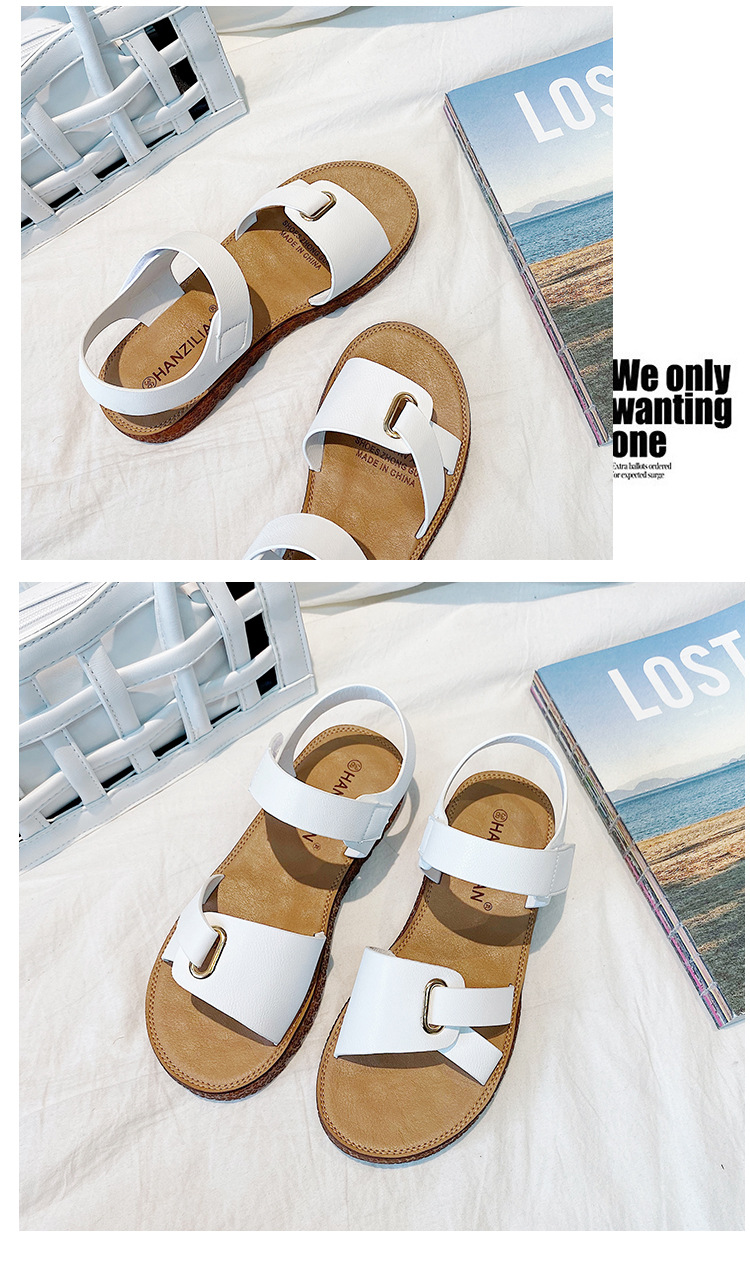 fashion leather solid color flat sandals NSZSC57535