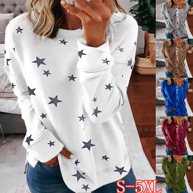 New Star Print Splicing Fashion Large Size Top