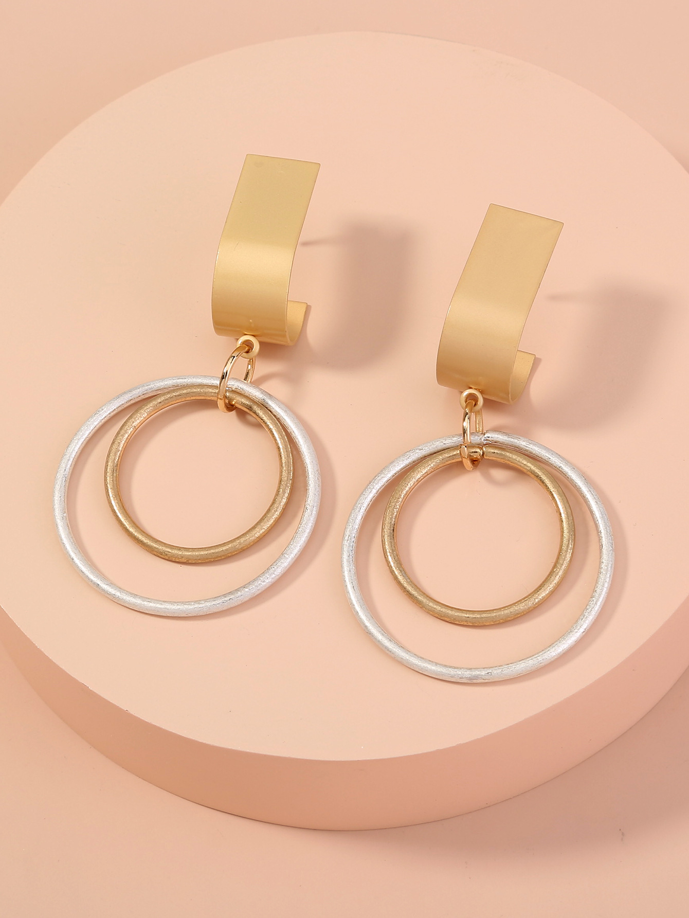 Fashion Double-layer Circle Creative Exaggerated Earlobe Earrings Wholesale display picture 3