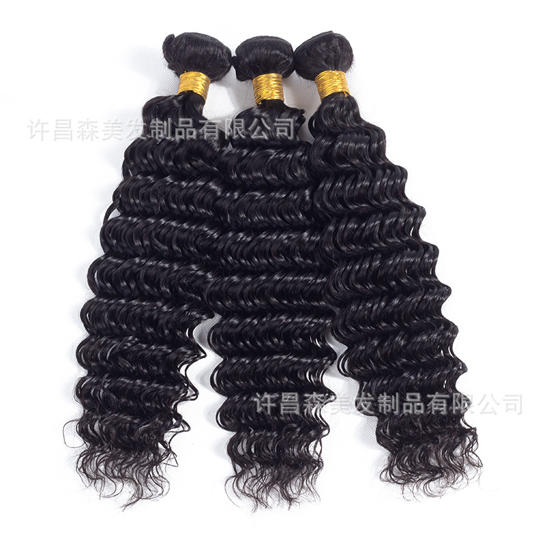 Human hair natural color deep wave hair...