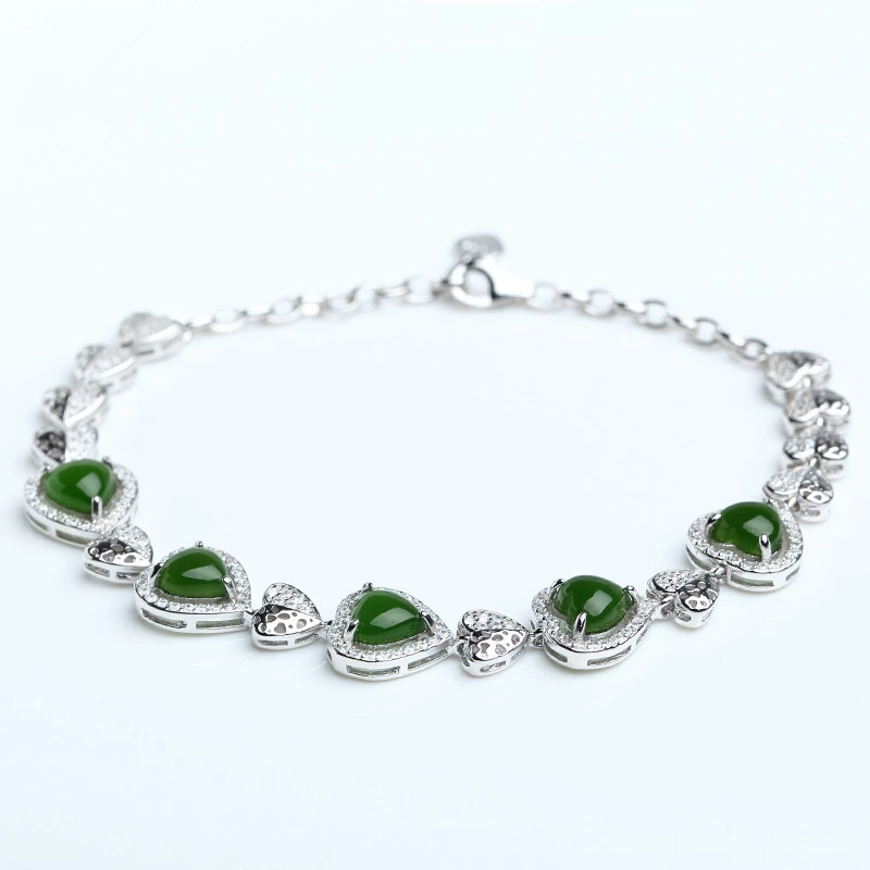 Jasper jade, bracelet, chain, silver 925 sample, Birthday gift