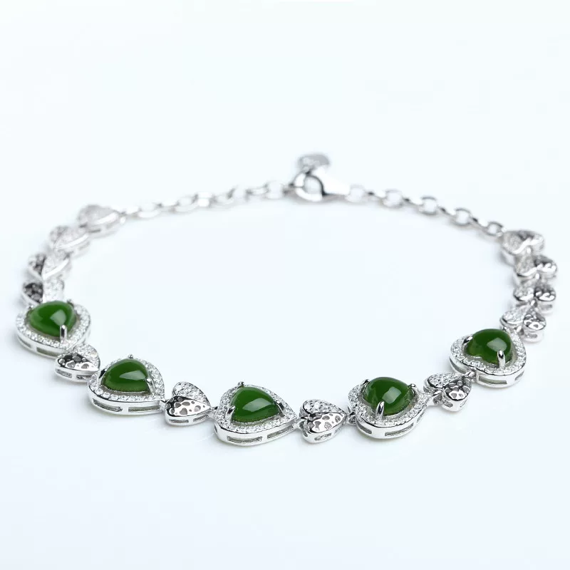 Jasper jade, bracelet, chain, silver 925 sample, Birthday gift