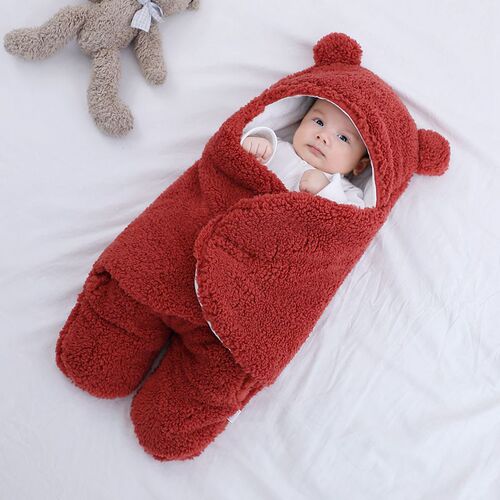 Cross-border maternal and infant products newborn lamb wool blanket baby sleeve cotton winter and autumn thick split leg sleep sack infant swaddling blanket