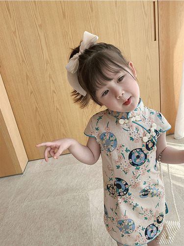 Girls retro cheongsam chinese dresses retro qipao dresses for kids children photos shooting performance cheongsam dresses