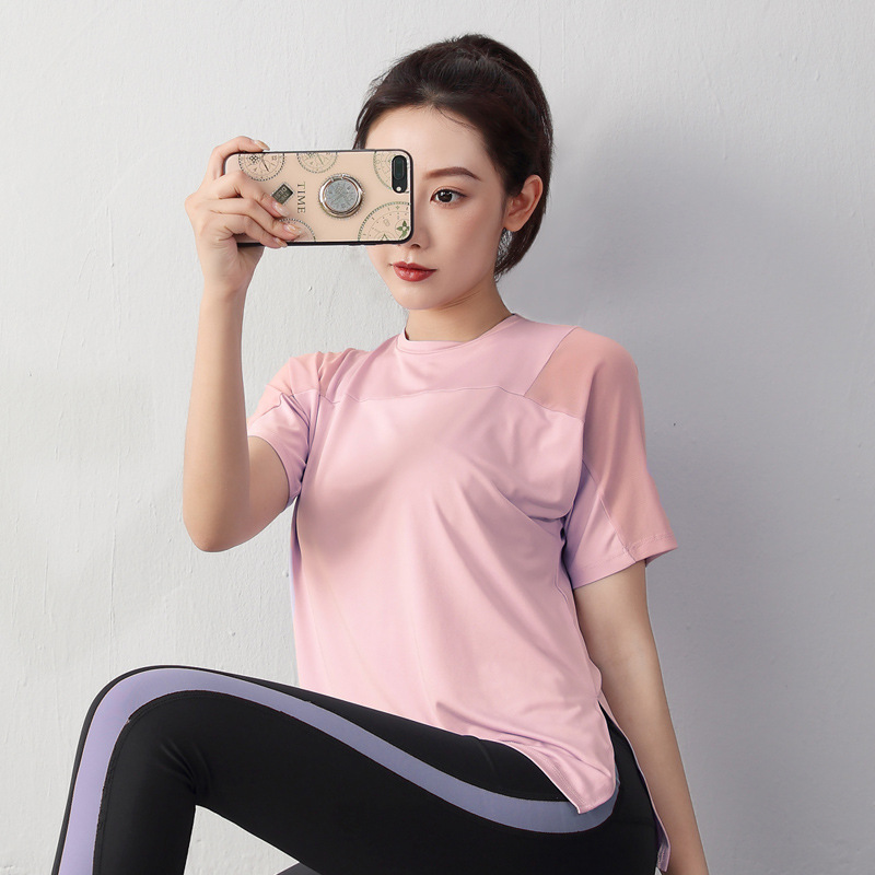 Western Mosquito 2020 Summer Sports Yoga Running Casual Top Women's Loose Comfortable Mesh Stitching Western Mosquito 2020 Summer Sports Yoga Running Casual Top Women's Loose Comfortable Mesh Stitching