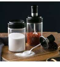 调味罐玻璃家用调料罐子厨房调料瓶勺盖一体家用调料瓶油壶套装