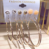 Metal set, earrings, European style, 6 pair