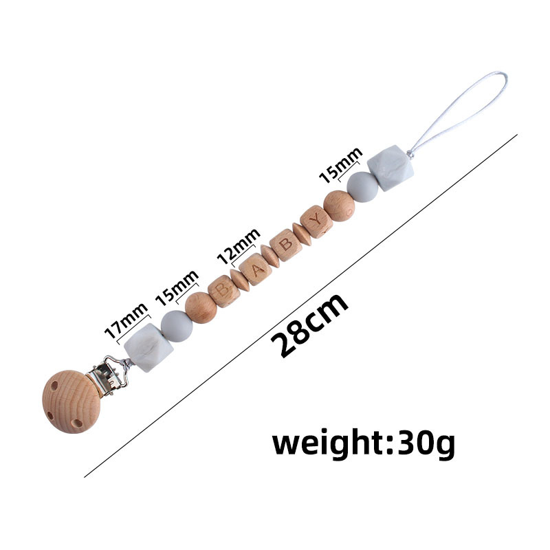 DIY creativo cuentas de silicona mordedor haya chupete clip bebé nombre chupete cadena Comercio exterior Amazon Venta caliente